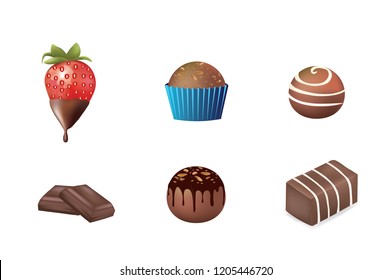 Chocolate desert set. vector illustration 