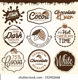 Chocolate Design Elements, Labels and Badges in Vintage Style