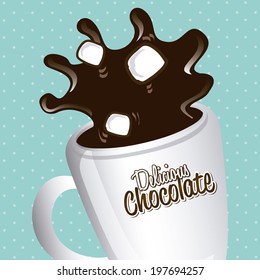 Chocolate design over blue background, vector illustration