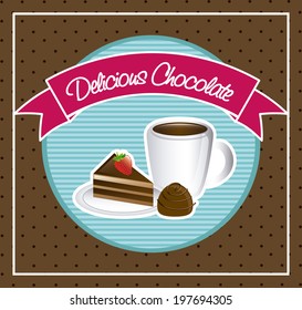 Chocolate design over brown background, vector illustration