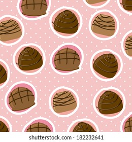 chocolate design over dotted pink background, vector illustration