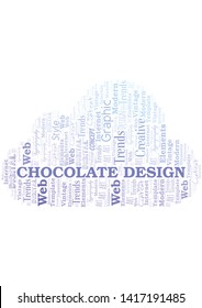 Chocolate Design word cloud. Wordcloud made with text only.