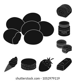 Chocolate Dessert black icons in set collection for design. Chocolate and Sweets vector symbol stock web illustration.