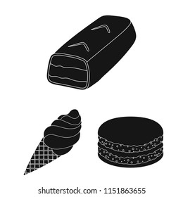 Chocolate Dessert black icons in set collection for design. Chocolate and Sweets vector symbol stock web illustration.