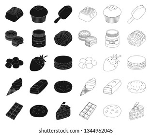 Chocolate Dessert black,outline icons in set collection for design. Chocolate and Sweets vector symbol stock web illustration.