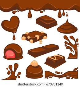 Chocolate dessert and candy vector icons