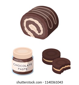 Chocolate Dessert cartoon icons in set collection for design. Chocolate and Sweets vector symbol stock web illustration.