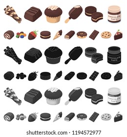 Chocolate Dessert cartoon icons in set collection for design. Chocolate and Sweets vector symbol stock web illustration.