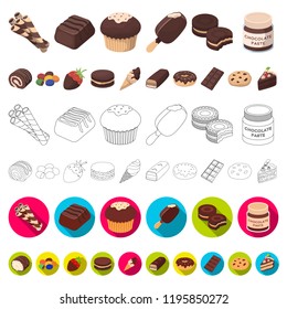 Chocolate Dessert cartoon icons in set collection for design. Chocolate and Sweets vector symbol stock web illustration.