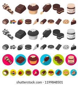 Chocolate Dessert cartoon icons in set collection for design. Chocolate and Sweets vector symbol stock web illustration.