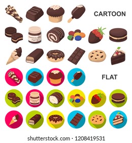 Chocolate Dessert cartoon icons in set collection for design. Chocolate and Sweets vector symbol stock web illustration.