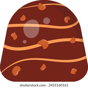 Chocolate Dessert with Cute Cartoon Design. Delicious Snack. Chocolate Day. Isolated on White Background.