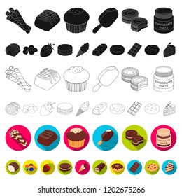 Chocolate Dessert flat icons in set collection for design. Chocolate and Sweets vector symbol stock web illustration.