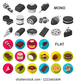 Chocolate Dessert flat icons in set collection for design. Chocolate and Sweets vector symbol stock web illustration.