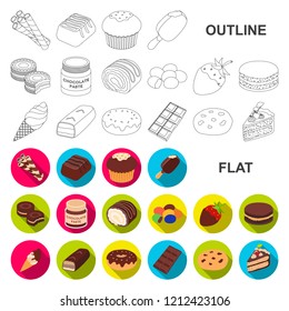 Chocolate Dessert flat icons in set collection for design. Chocolate and Sweets vector symbol stock web illustration.