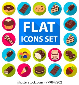 Chocolate Dessert flat icons in set collection for design. Chocolate and Sweets vector symbol stock web illustration.