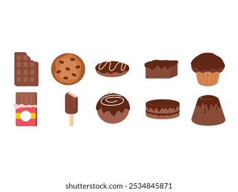 Chocolate Dessert Illustration Element Set