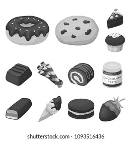 Chocolate Dessert monochrome icons in set collection for design. Chocolate and Sweets vector symbol stock web illustration.