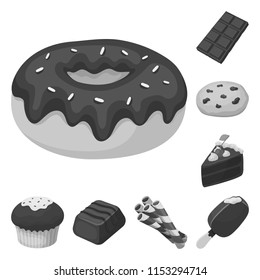 Chocolate Dessert monochrome icons in set collection for design. Chocolate and Sweets vector symbol stock web illustration.