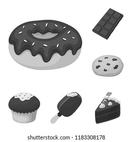 Chocolate Dessert monochrome icons in set collection for design. Chocolate and Sweets vector symbol stock web illustration.