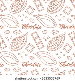 Chocolate Dessert Seamless Pattern Illustration with Melted Sweets and Cakes in Flat Cartoon Style
