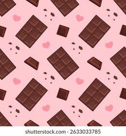 Ilustración de patrón transparente de postre de chocolate con dulces y pasteles derretidos en estilo de dibujos animados planos