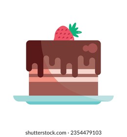 chocolate dessert with straberry vector isolated