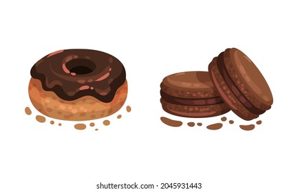 Chocolate Dessert as Sweet Afters and Yummy Treat Vector Set