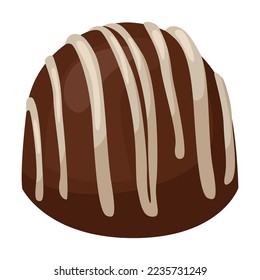 Chocolate dessert. Vector illustration of sweet food and snacks. Cartoon candy isolated on white. Confectionery, pastry shop menu concept