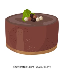 Chocolate dessert. Vector illustration of sweet food and snacks. Cartoon isolated on white. Confectionery, pastry shop menu concept