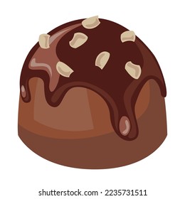 Chocolate dessert. Vector illustration of sweet food and snacks. Cartoon glazed candy isolated on white. Confectionery, pastry shop menu concept