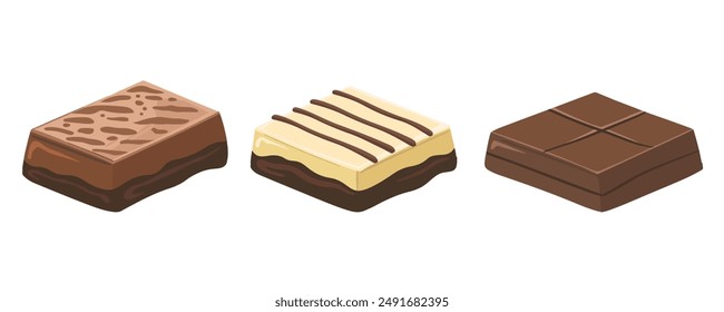 Chocolate Desserts Hand Drawn Collection: Isolated Hand Drawn Pieces of Chocolate Desserts Illustration for Confectionery Art and Design