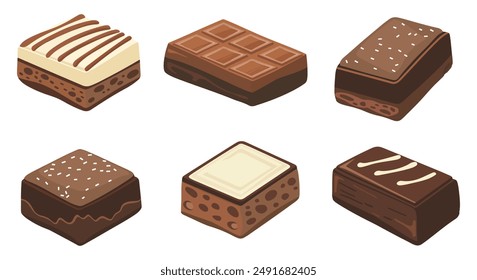 Chocolate Desserts Hand Drawn Collection: Isolated Hand Drawn Pieces of Chocolate Desserts Illustration for Confectionery Art and Design