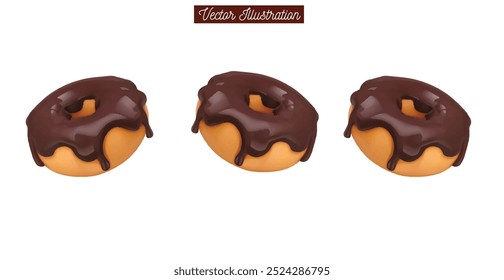 chocolate dip donuts vector sweet treats kids.