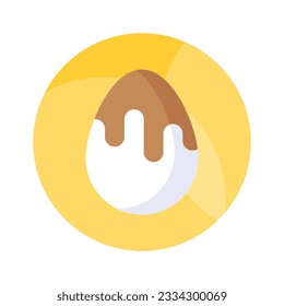 Chocolate dipped egg icon, cacao egg vector isolated on white background