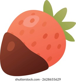 Chocolate revestido morango fruta doce fruta plana gradiente vetor ilustração