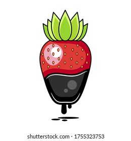 Chocolate Dipped Strawberry - Vector Illustration Suitable For Greeting Card, Poster Or T-shirt Printing.
