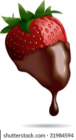 Chocolate Dipped Strawberry - vector illustration