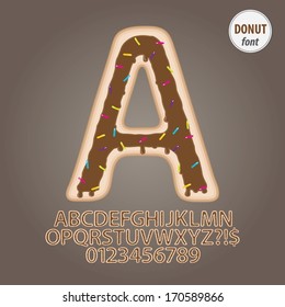 Chocolate Donut Alphabet and Digit Vector