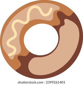 chocolate donut cake icon with vannila dipping topping 