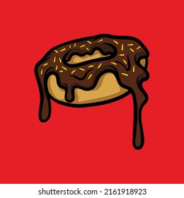 Chocolate donut cartoon vector illustration