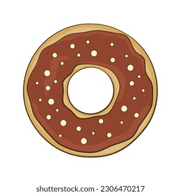 Chocolate donut. Cartoon. Vector illustration. Isolated on white background