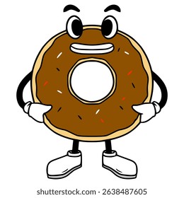 chocolate donut character illustration hand drawn isolated vector
