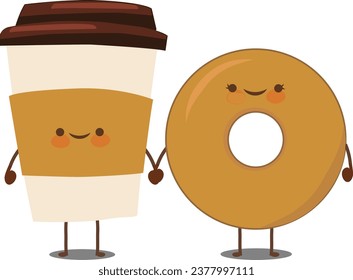 chocolate donut and coffee with cute form you can use for every things.