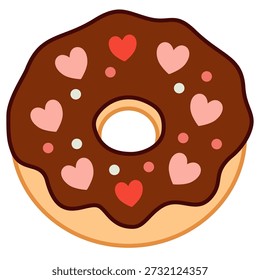 Rosca de chocolate em estilo liso bonito para ilustração de sobremesa. Ideal para menus de padaria, marcas de cafés, cartazes, adesivos e gráficos de alimentos.