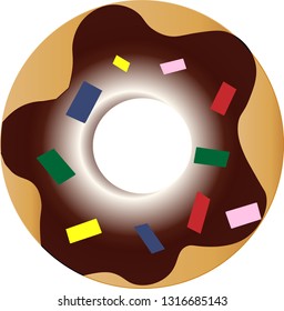 
Chocolate donut with decorations. Isolated Vector Illustration
