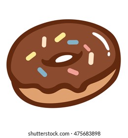 Chocolate Donut Doughnut with Colourful Sprinkles Vector Illustration