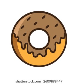Chocolate donut or doughnut icon flat style vector design template isolated on transparent background.