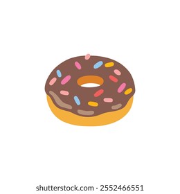 Donut de chocolate o donut aislado sobre fondo blanco. Doodle sabroso. 