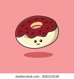 Chocolate Donut Or Donut Flat Design Illustration